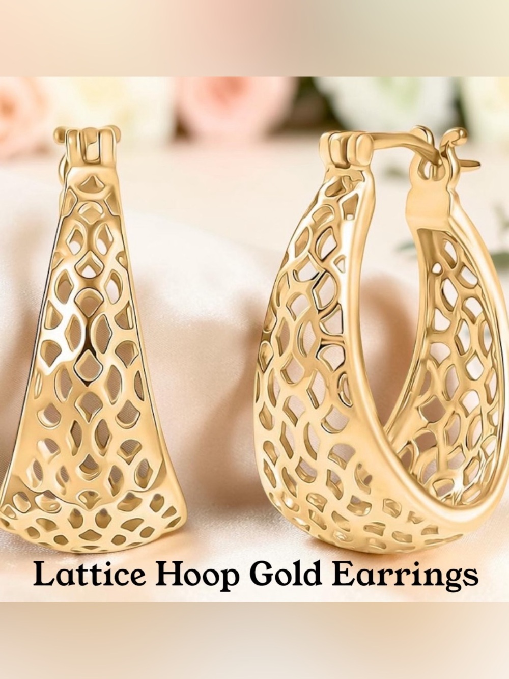 Elegant Lavish Gold Lattice Hoop Earrings